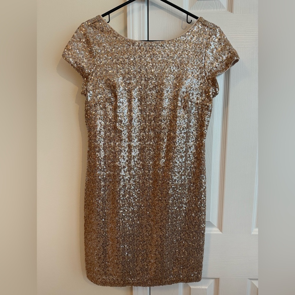 White House Black Market Gold Sequin Mini Dress